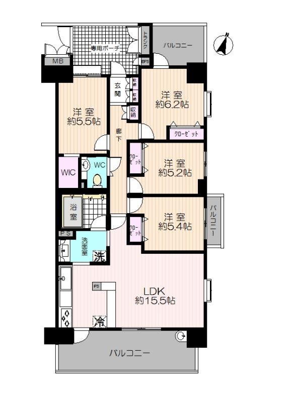 Floor plan. 4LDK, Price 22,900,000 yen, Occupied area 86.01 sq m , Balcony area 20.03 sq m Floor