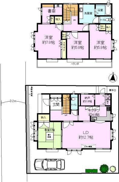 Floor plan. 36.5 million yen, 4LDK + S (storeroom), Land area 125.61 sq m , Building area 124.92 sq m