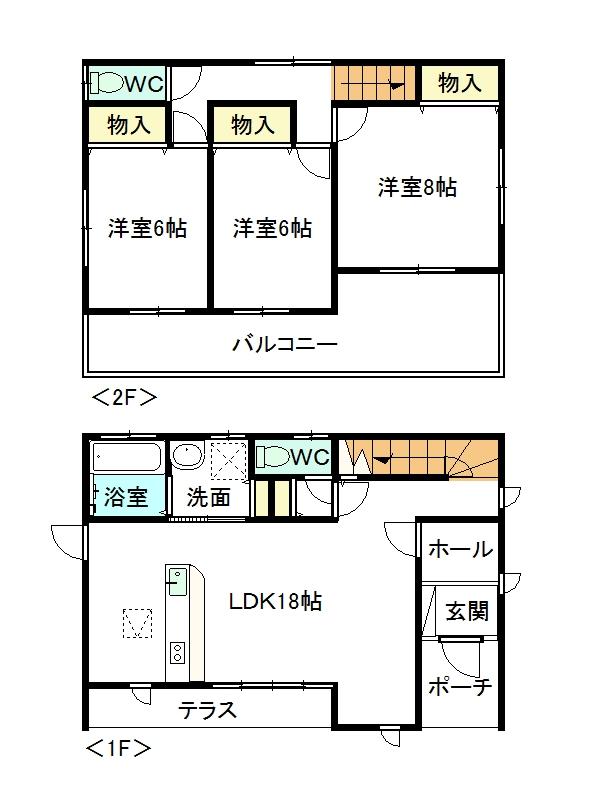 Floor plan. 30,800,000 yen, 3LDK, Land area 134.88 sq m , Building area 96.05 sq m floor plan