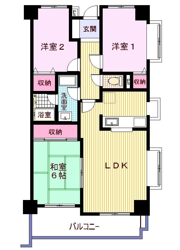 Floor plan. 3LDK, Price 11 million yen, Occupied area 67.44 sq m