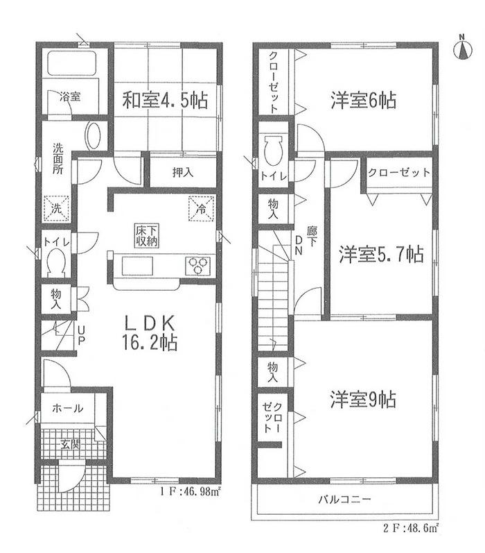 Floor plan. (1 Building), Price 25,800,000 yen, 4LDK, Land area 102.83 sq m , Building area 95.58 sq m