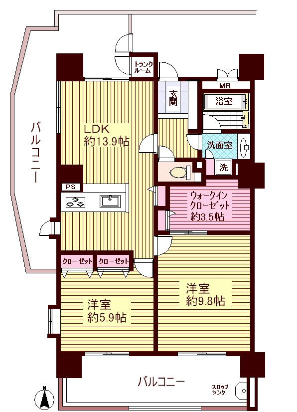 Floor plan. 2LDK+S, Price 19,850,000 yen, Occupied area 76.18 sq m , Balcony area 37.03 sq m Floor
