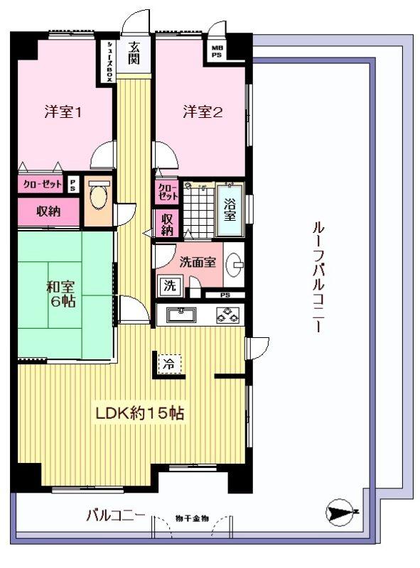 Floor plan. 3LDK, Price 15.5 million yen, Occupied area 72.32 sq m Floor Popular corner room (^^)