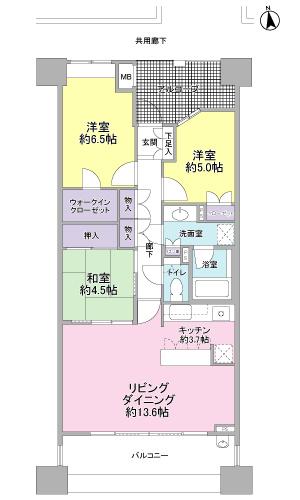 Floor plan. 3LDK, Price 28 million yen, Footprint 76.2 sq m , Balcony area 12.7 sq m footprint  76.20 sq m    Housing wealth
