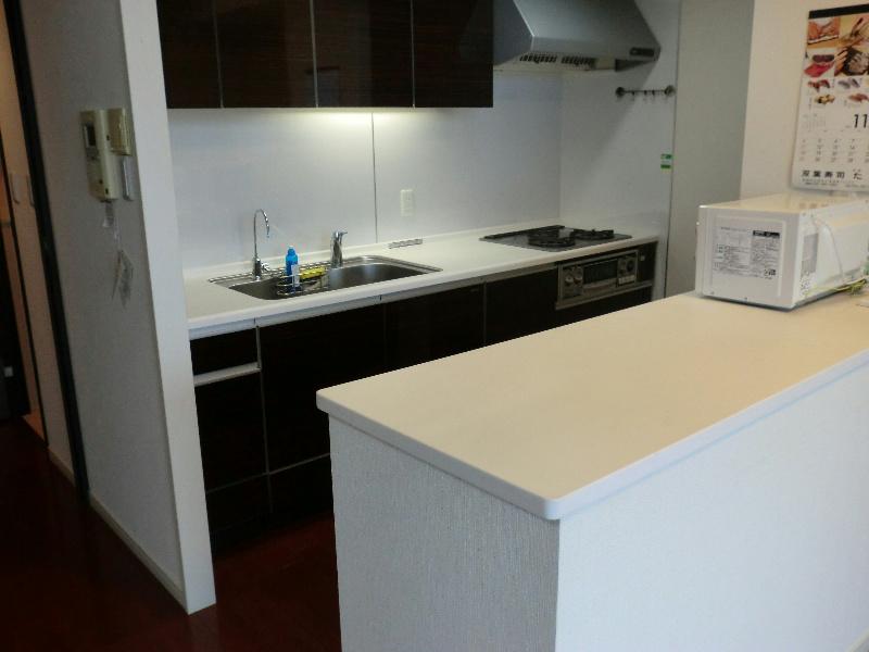 Kitchen. With a large counter kitchen