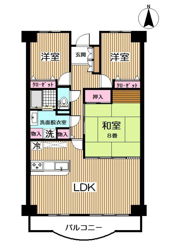 Floor plan. 3LDK, Price 17 million yen, Occupied area 82.97 sq m , And in between the balcony area 10.86 sq m