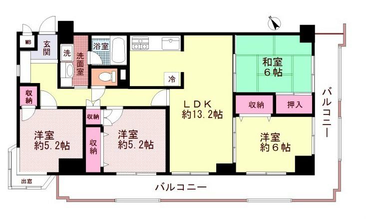 Floor plan. 4LDK, Price 9.8 million yen, Occupied area 82.84 sq m