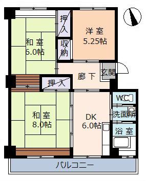Floor plan. 3DK, Price 5.9 million yen, Occupied area 59.71 sq m