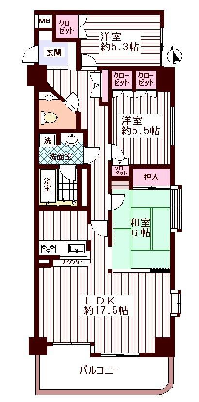 Floor plan. 3LDK, Price 13,900,000 yen, Occupied area 85.24 sq m , Balcony area 8.53 sq m
