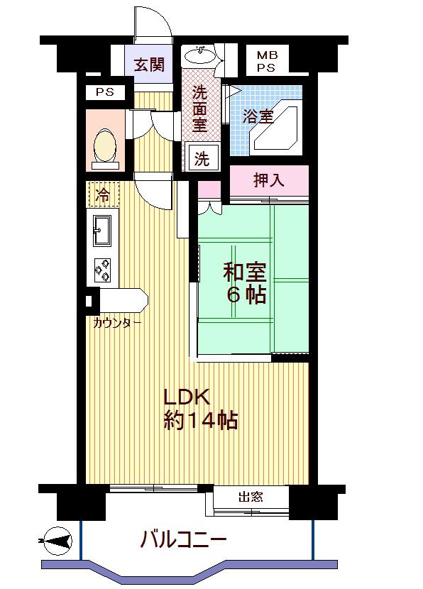 Floor plan. 1LDK, Price 7.9 million yen, Footprint 51 sq m Floor