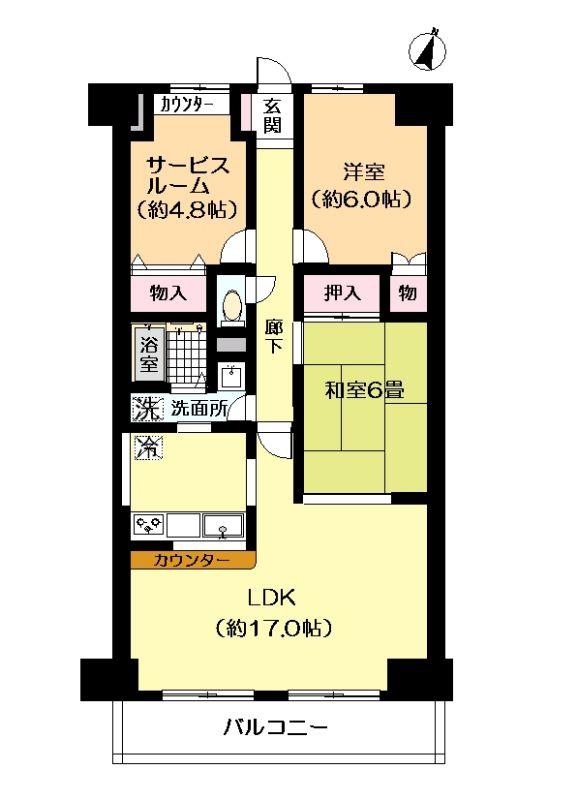 Floor plan. 2LDK+S, Price 13.8 million yen, Occupied area 75.91 sq m , And in between the balcony area 7.56 sq m