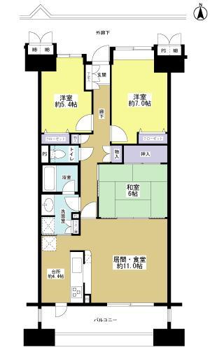 Floor plan. 3LDK, Price 17.8 million yen, Occupied area 77.67 sq m , Balcony area 10.24 sq m