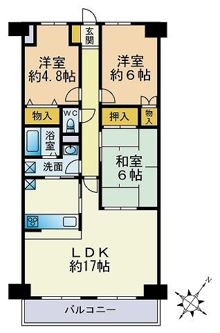 Floor plan. 2LDK + S (storeroom), Price 13.8 million yen, Footprint 72.7 sq m , Balcony area 7.56 sq m