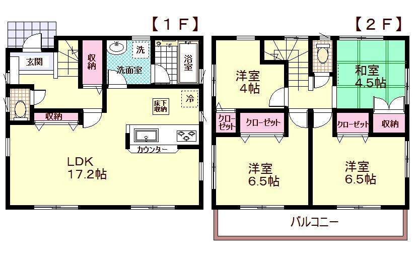 Floor plan. 21,800,000 yen, 4LDK, Land area 109.14 sq m , Building area 89.91 sq m Floor