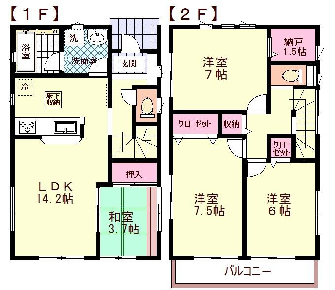 Floor plan. 24,800,000 yen, 4LDK, Land area 139.56 sq m , Building area 90.72 sq m Floor