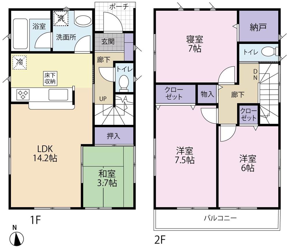 Floor plan. 24,800,000 yen, 4LDK + S (storeroom), Land area 139.56 sq m , Building area 90.72 sq m