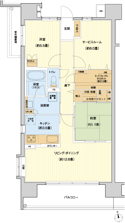 Floor: 2LDK + S + SWIC + FC, the area occupied: 76.7 sq m, Price: TBD