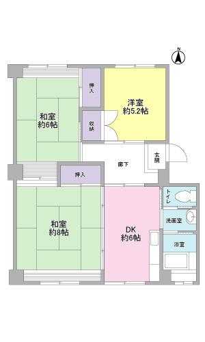 Floor plan. 3DK, Price 5.9 million yen, Occupied area 59.71 sq m