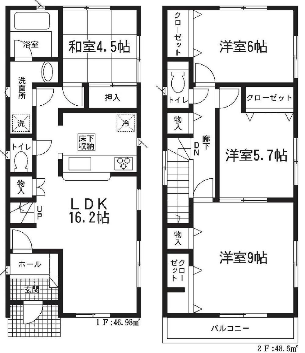 Floor plan. 25,800,000 yen, 4LDK, Land area 102.83 sq m , Building area 95.58 sq m spacious 4LDK