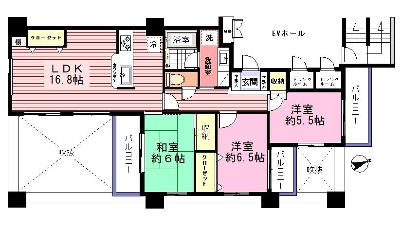 Floor plan. 3LDK, Price 17 million yen, Occupied area 81.19 sq m , Balcony area 11.83 sq m Floor