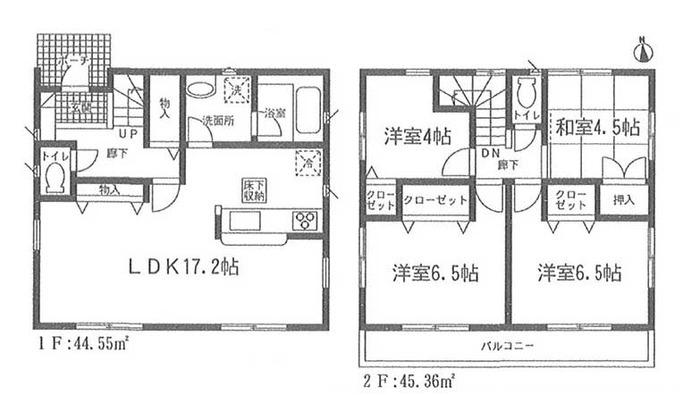 Floor plan. (1 Building), Price 21,800,000 yen, 4LDK, Land area 109.15 sq m , Building area 89.91 sq m