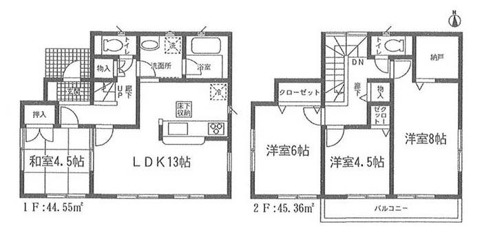 Floor plan. (Building 2), Price 24,800,000 yen, 4LDK+S, Land area 115.39 sq m , Building area 89.91 sq m