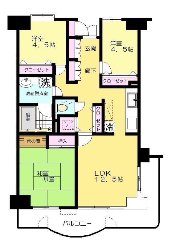 Floor plan. 3LDK, Price 17.5 million yen, Occupied area 82.97 sq m , And in between the balcony area 10.86 sq m