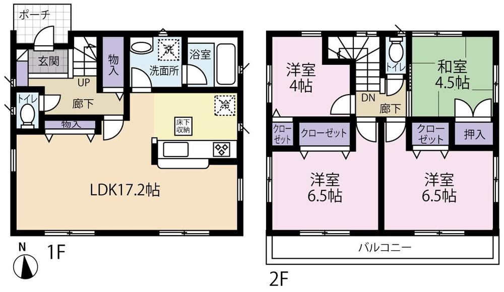 Floor plan. 21,800,000 yen, 4LDK, Land area 109.15 sq m , Building area 89.91 sq m 1 Building floor plan