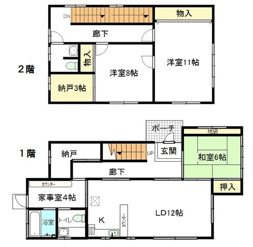 Floor plan. 21.5 million yen, 3LDK + 2S (storeroom), Land area 213.65 sq m , Building area 141.04 sq m