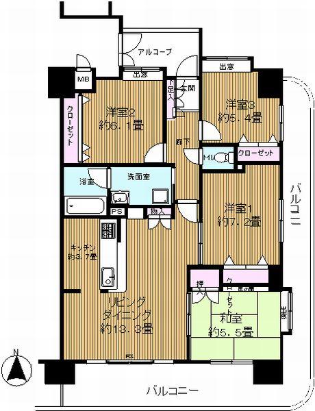 Floor plan. 4LDK, Price 26,800,000 yen, Occupied area 89.69 sq m , Balcony area 29.57 sq m