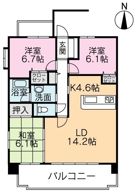 Floor plan. 3LDK, Price 25,800,000 yen, Occupied area 79.54 sq m , Balcony area 18.1 sq m