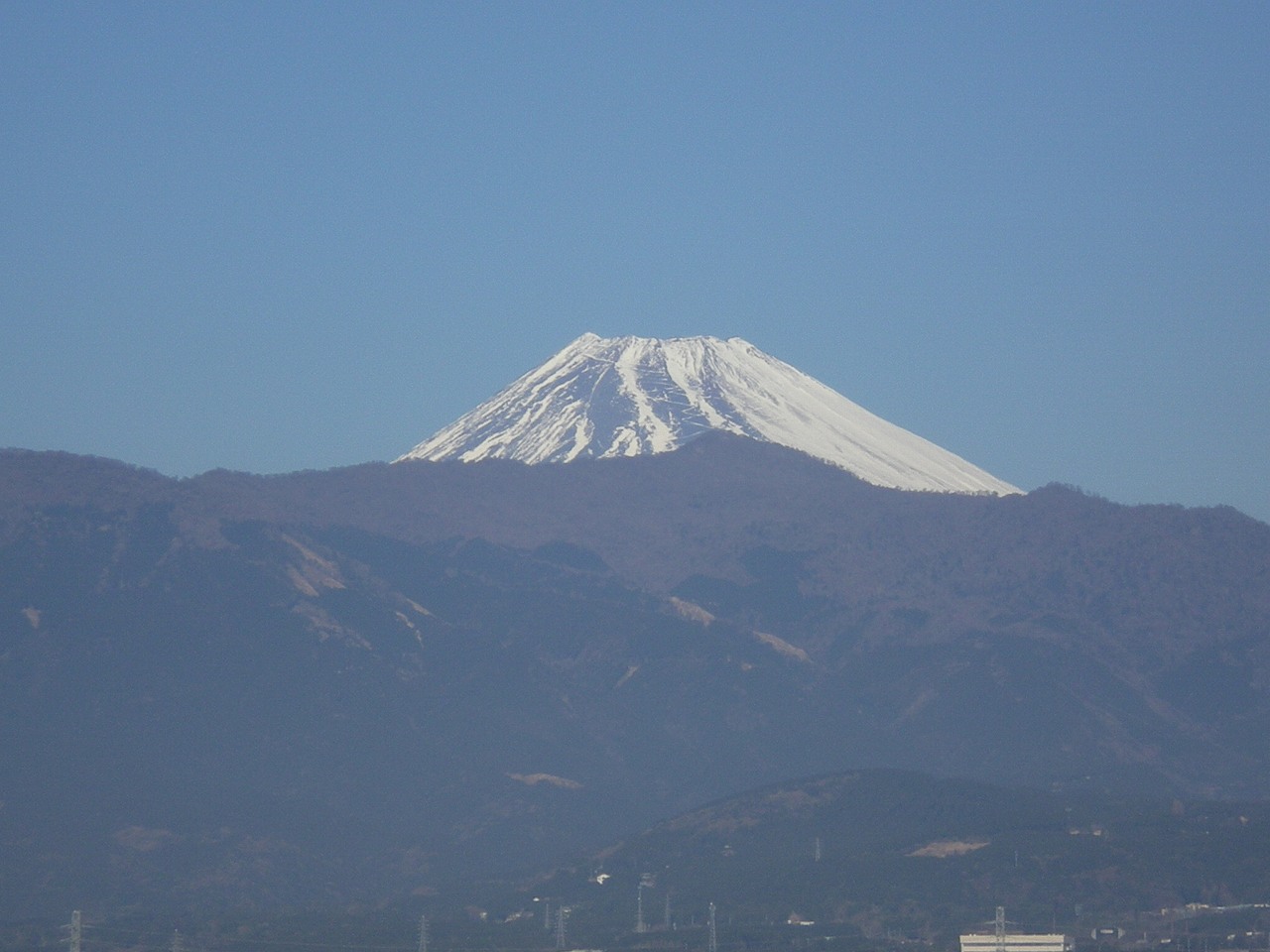 View. Mount Fuji views from the top floor of a shared corridor