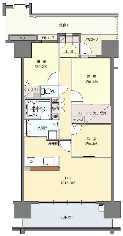 Floor plan. 3LDK, Price 31,800,000 yen, Is the exclusive area of ​​76.01 sq m popular 3LDK.