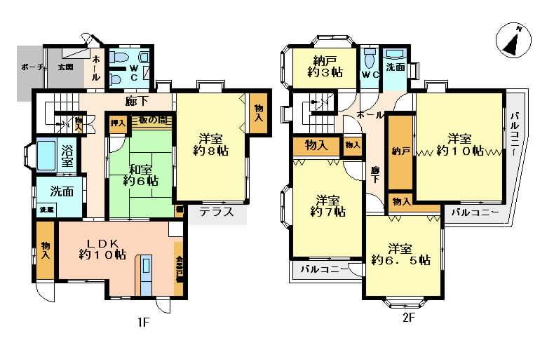 Floor plan. 38 million yen, 6LDK, Land area 334.71 sq m , It is valuable floor plan of the building area 160.95 sq m at first glance. 