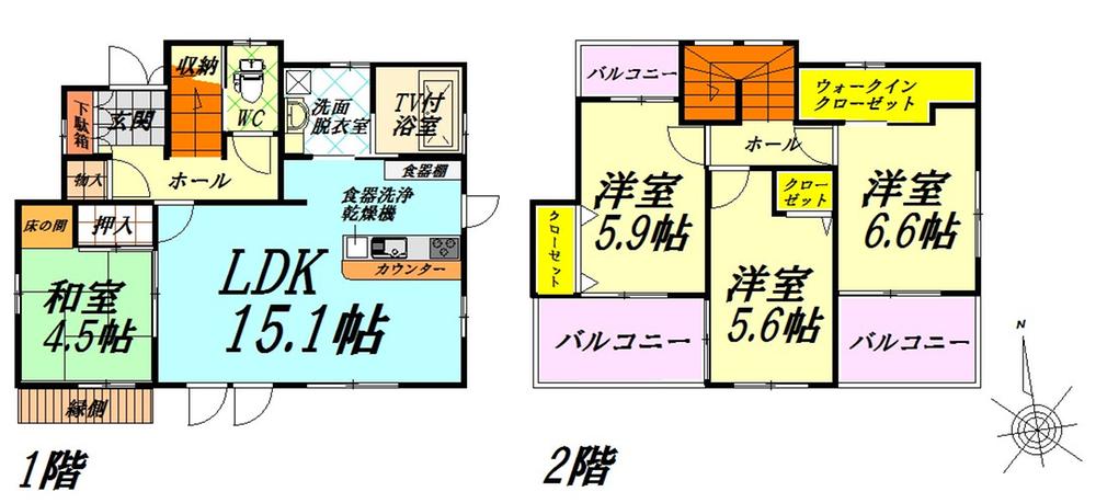 Floor plan. 18 million yen, 4LDK, Land area 218.53 sq m , Building area 98.87 sq m