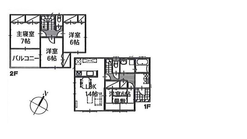 Floor plan. (Building 2), Price 27,400,000 yen, 4LDK, Land area 187.73 sq m , Building area 99.36 sq m