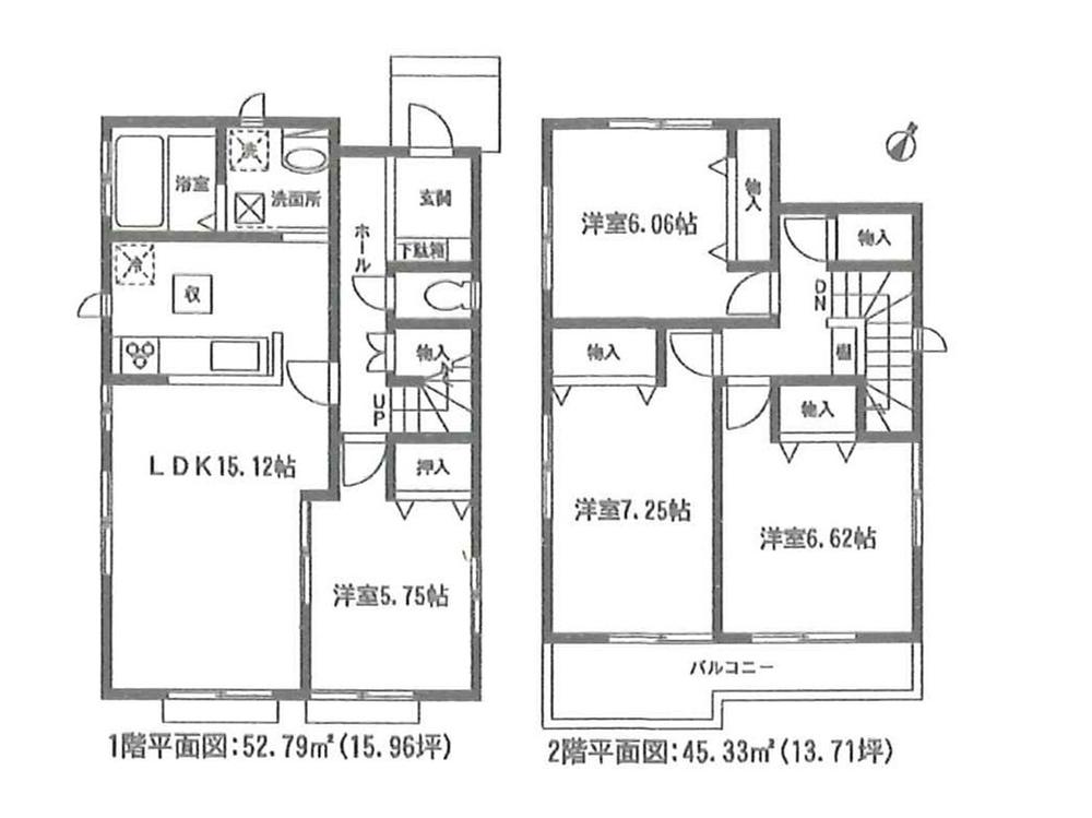 Floor plan. (1 Building), Price 21,800,000 yen, 4LDK, Land area 136 sq m , Building area 98.12 sq m