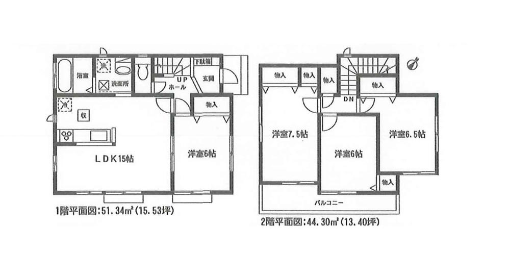 Floor plan. (Building 2), Price 22,800,000 yen, 4LDK, Land area 115.02 sq m , Building area 95.64 sq m