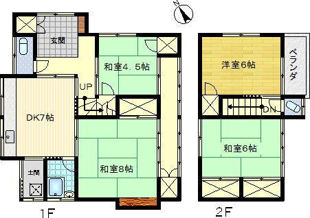 Floor plan. 6 million yen, 4DK, Land area 182.03 sq m , Building area 84.27 sq m