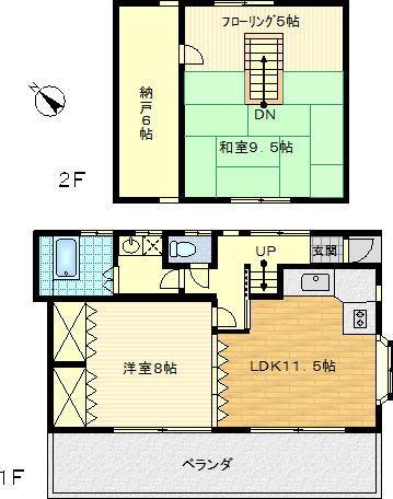 Floor plan. 5 million yen, 2LDK + S (storeroom), Land area 182.26 sq m , Building area 73.69 sq m