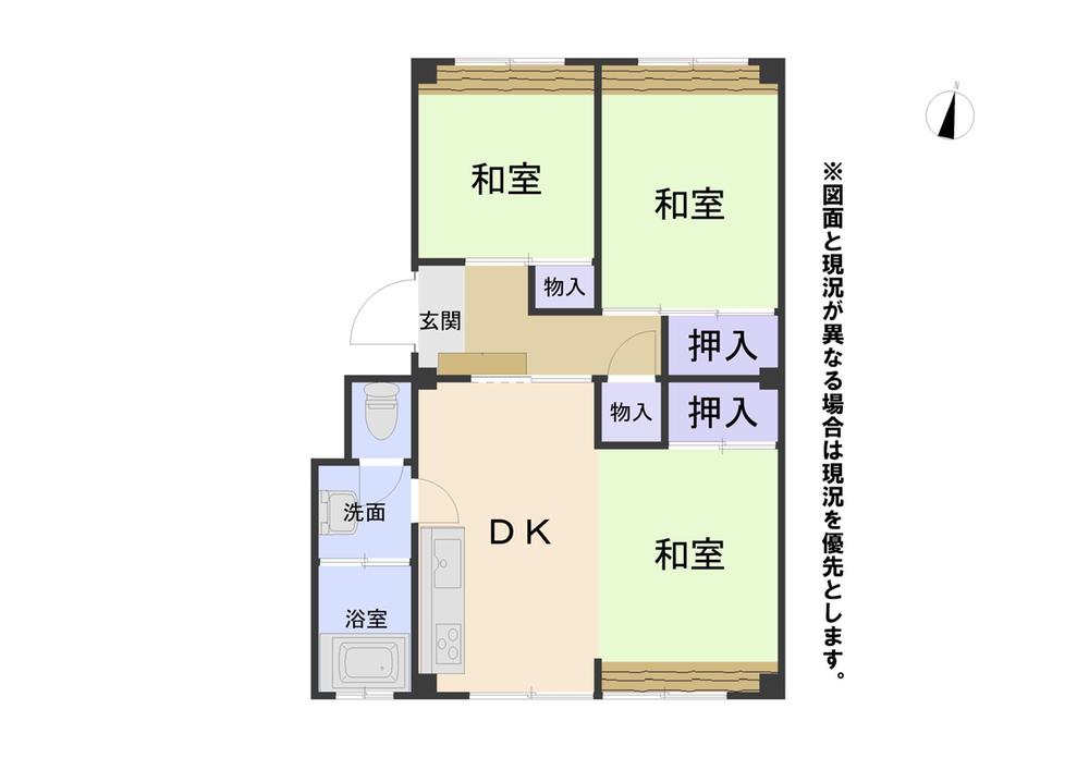 Floor plan. 3DK, Price 4.9 million yen, Occupied area 47.25 sq m , Balcony area 4.73 sq m