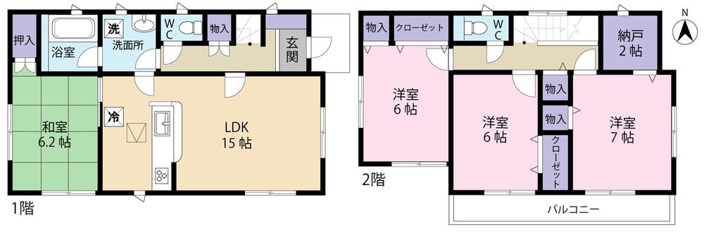 Floor plan. (1 Building), Price 26,800,000 yen, 4LDK, Land area 106.17 sq m , Building area 97.6 sq m