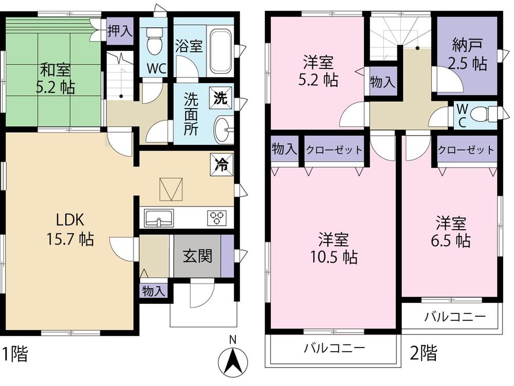 Floor plan. (Building 2), Price 24,800,000 yen, 4LDK, Land area 162.33 sq m , Building area 102.05 sq m