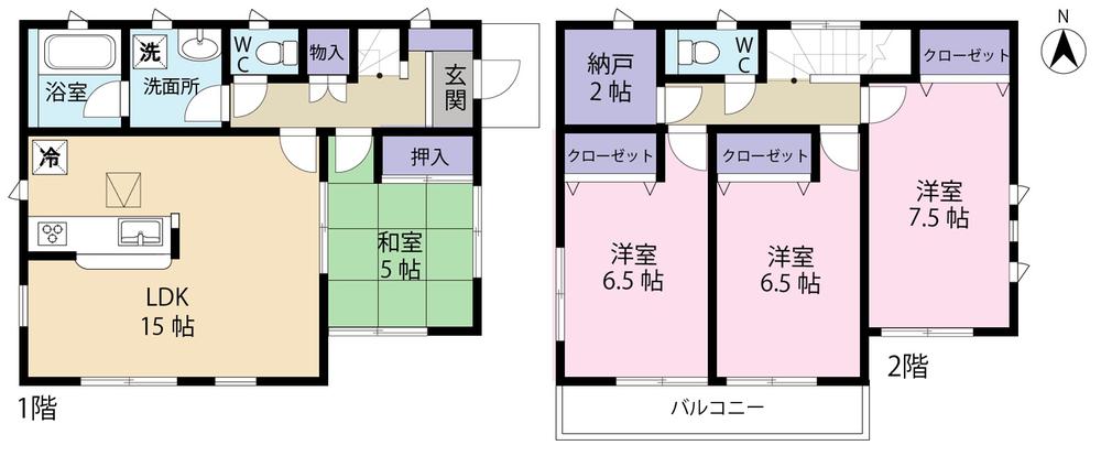 Floor plan. (3 Building), Price 26,800,000 yen, 4LDK, Land area 117.33 sq m , Building area 96.79 sq m