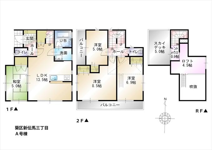 Floor plan. (A Building), Price 31,800,000 yen, 4LDK, Land area 108.09 sq m , Building area 91.49 sq m