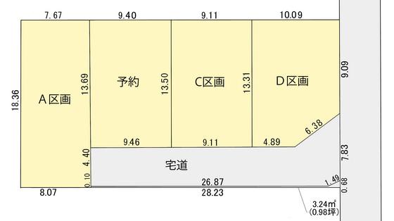 Compartment figure. Land price 22.6 million yen, Land area 143.79 sq m