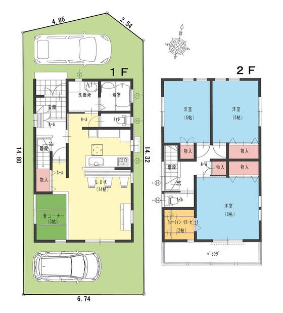 Floor plan. 29.5 million yen, 3LDK + S (storeroom), Land area 103.68 sq m , Building area 97.7 sq m