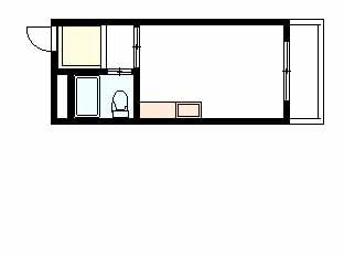 Floor plan. 1K, Price 3.3 million yen, Occupied area 16.39 sq m , Balcony area 4.05 sq m