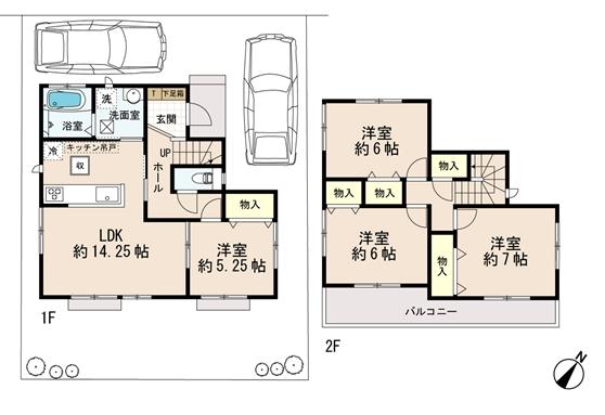 Floor plan. 24,800,000 yen, 4LDK, Land area 127.36 sq m , Building area 93.15 sq m
