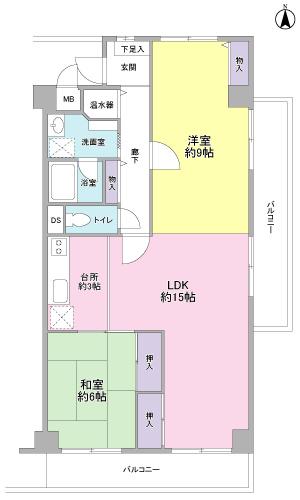 Floor plan. 2LDK, Price 11.5 million yen, Occupied area 75.75 sq m